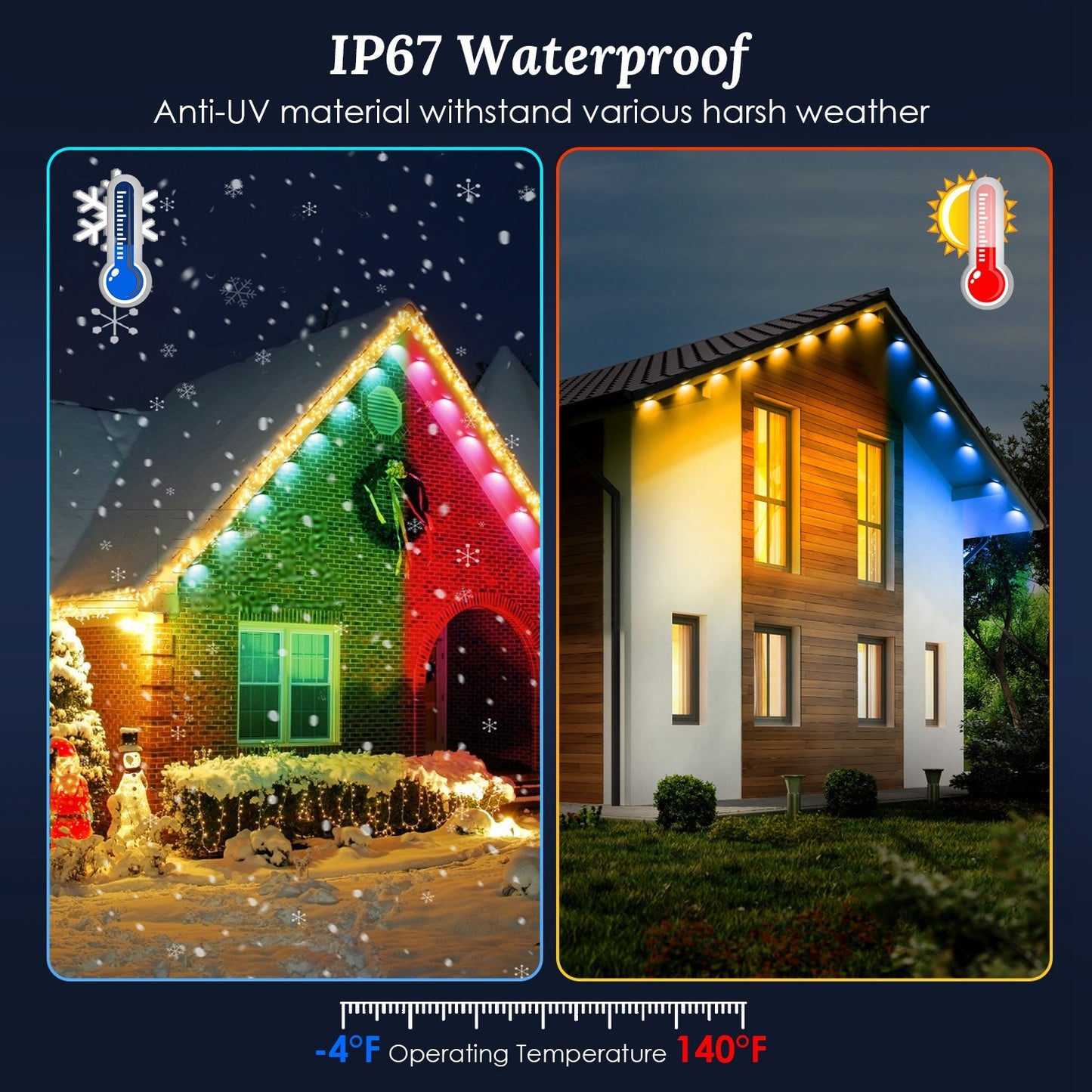 Smart Outdoor RGB Lights 101ft โ Permanent Waterproof Lighting with Alexa & Google Assistant | Christmas & Year-Round Dรฉcor