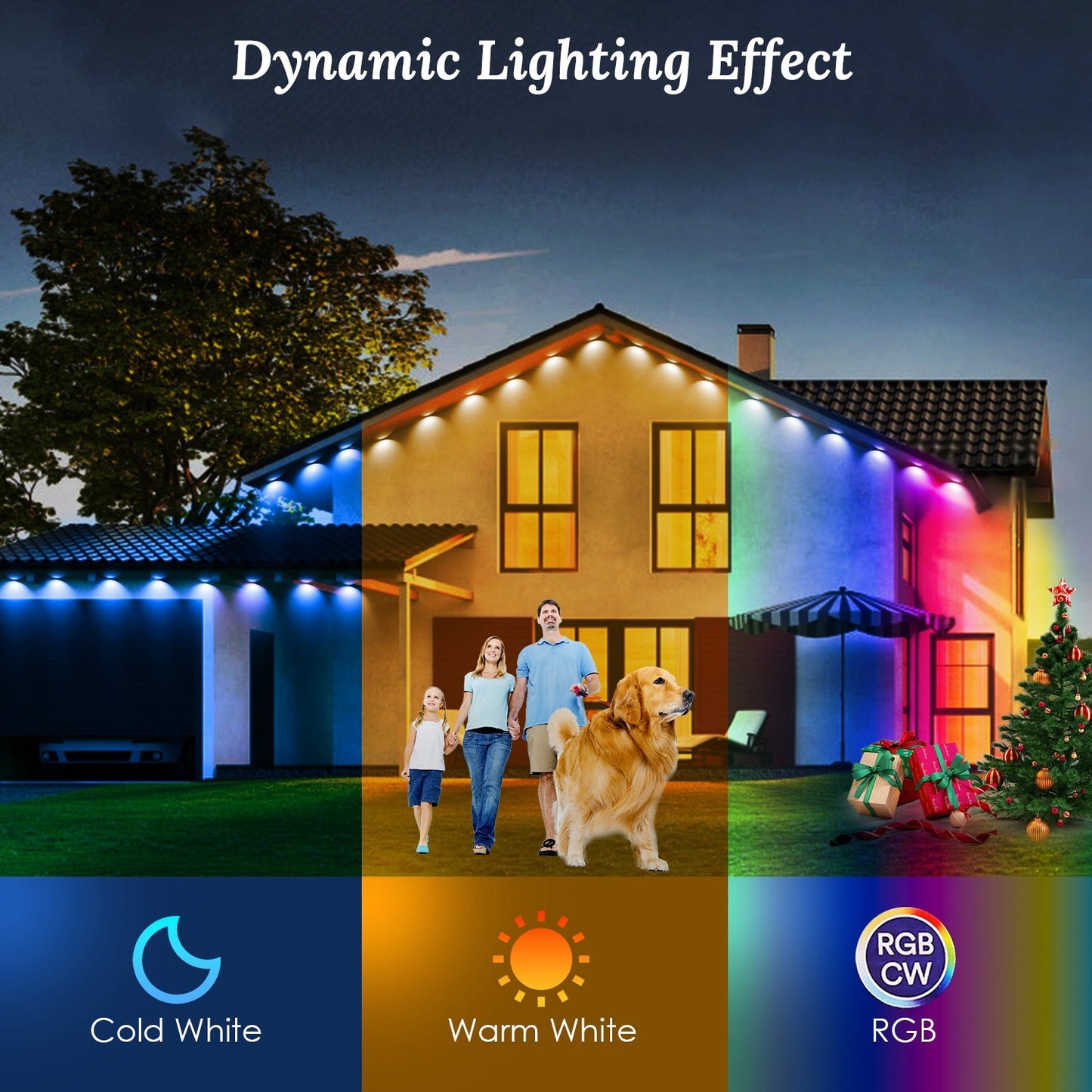 Smart Outdoor RGB Lights 101ft โ Permanent Waterproof Lighting with Alexa & Google Assistant | Christmas & Year-Round Dรฉcor