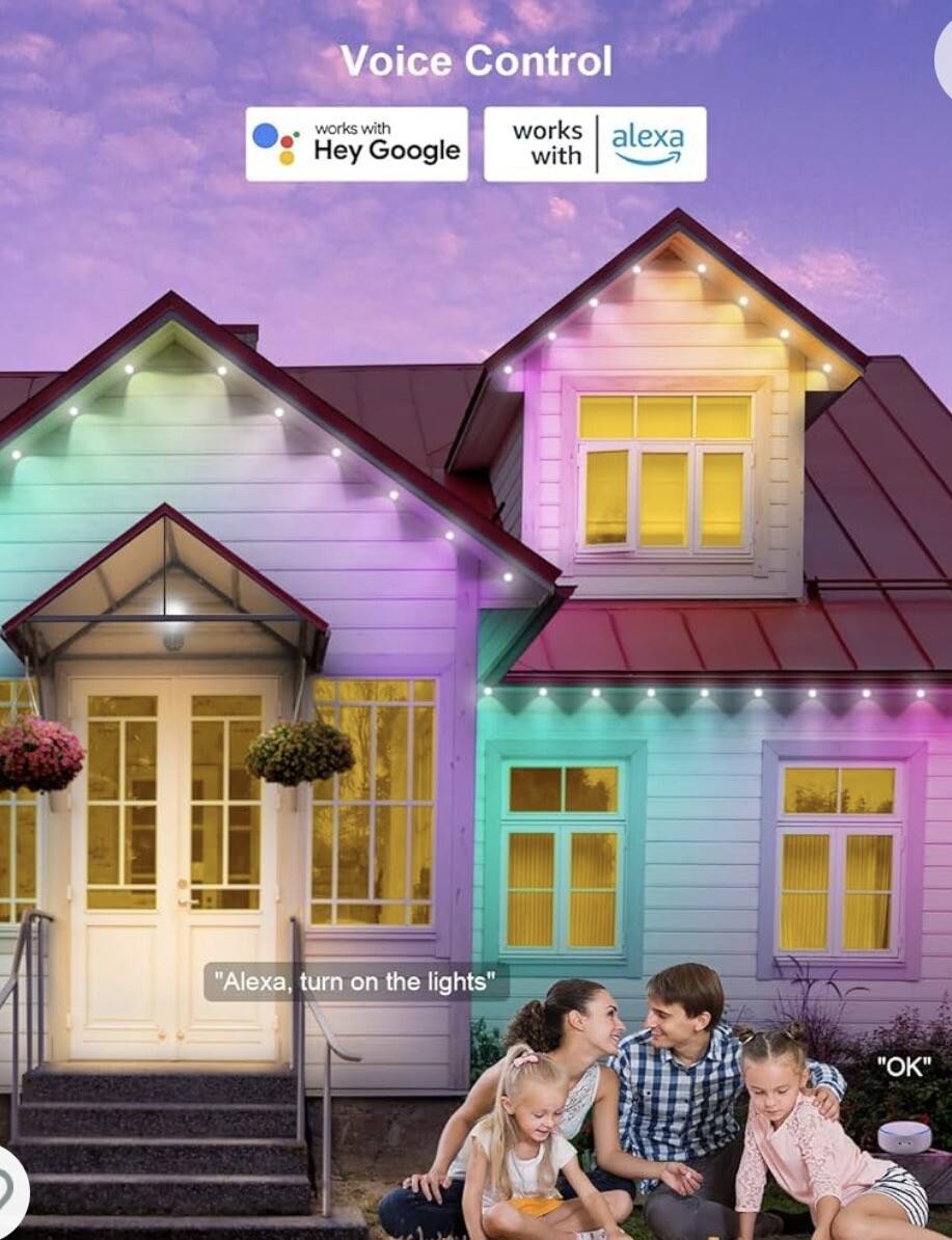 Smart Outdoor RGB Lights 101ft โ Permanent Waterproof Lighting with Alexa & Google Assistant | Christmas & Year-Round Dรฉcor