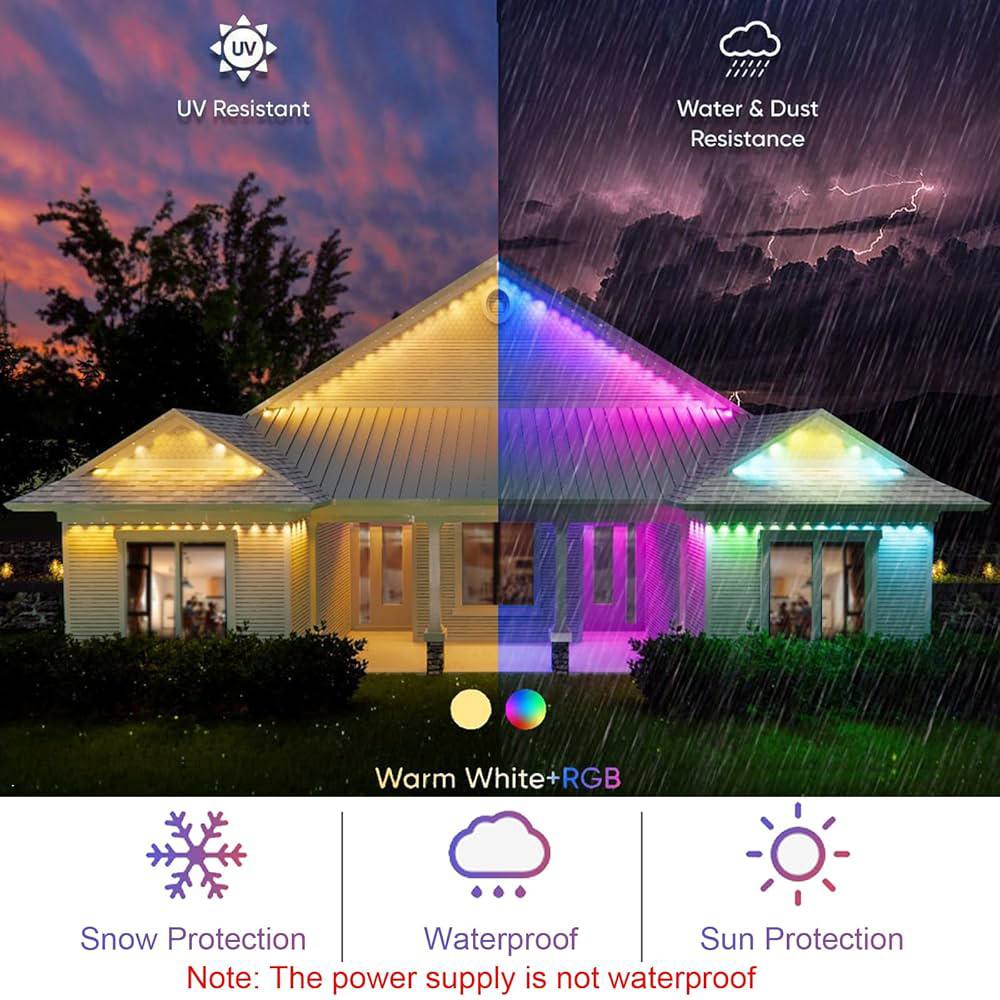 Smart Outdoor RGB Lights 101ft โ Permanent Waterproof Lighting with Alexa & Google Assistant | Christmas & Year-Round Dรฉcor