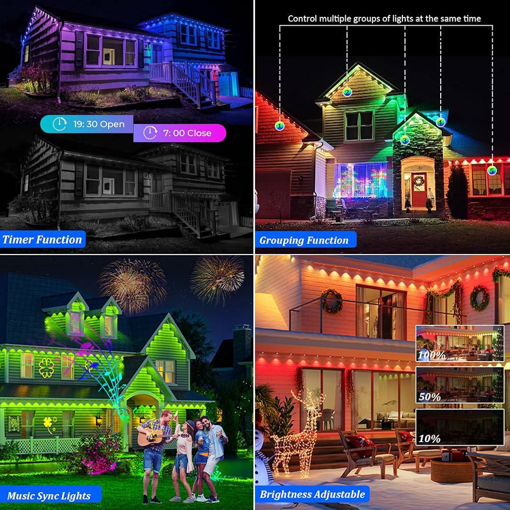 Smart Outdoor RGB Lights 101ft โ Permanent Waterproof Lighting with Alexa & Google Assistant | Christmas & Year-Round Dรฉcor