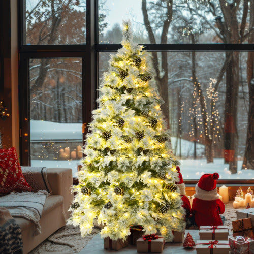 Luxury Pre-Lit Christmas Tree with Pine Cones & LED Lights – 6FT / 1.8M Holiday Centerpiece