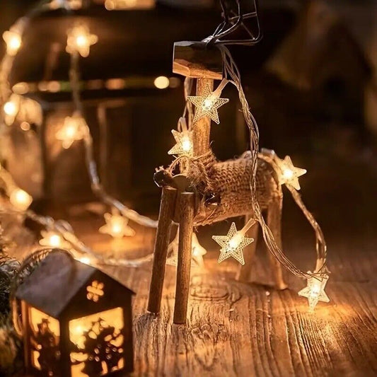 Premium LED String Lights – Stars & Snowflakes Garland for Christmas & Home Decor