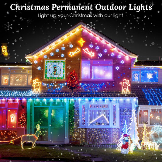Smart Outdoor RGB Lights 101ft – Permanent Waterproof Lighting with Alexa & Google Assistant | Christmas & Year-Round Décor