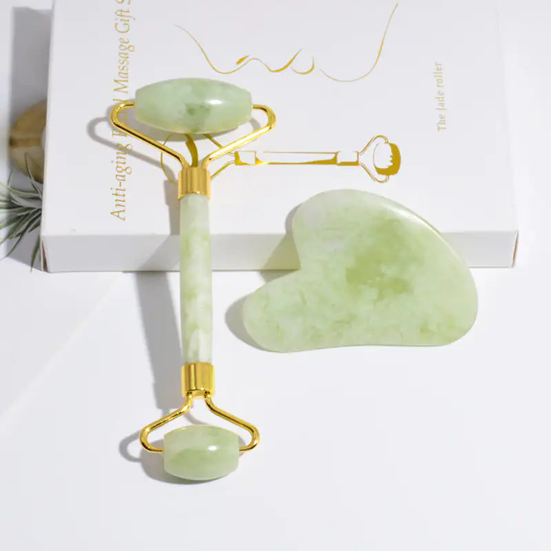 Facial Jade Roller & Gua Sha Gift Set – Premium Natural Skincare Tools for Face Sculpting, Lymphatic Drainage & Anti-Aging