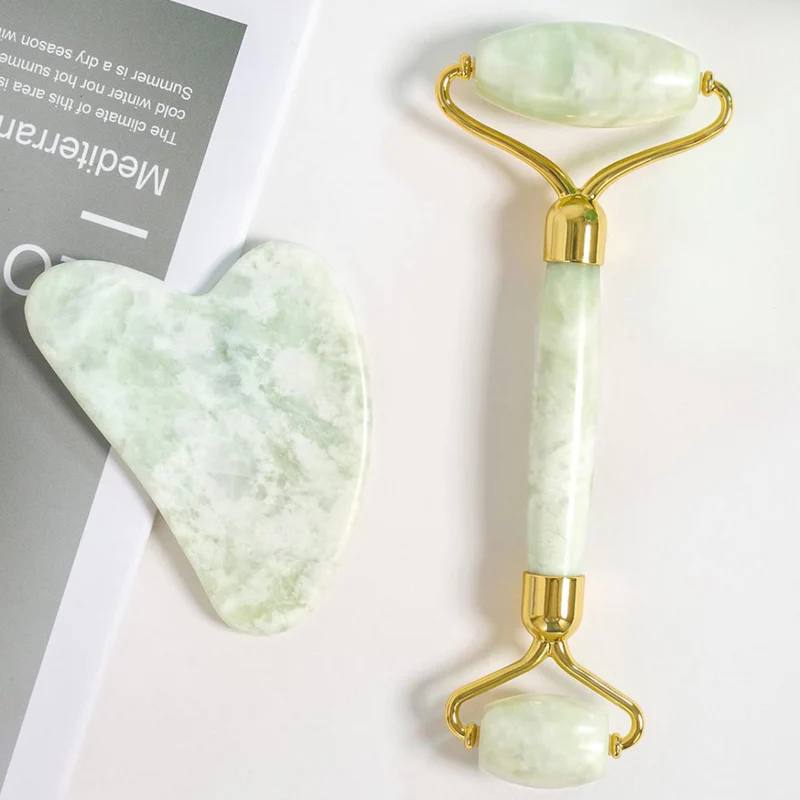 Facial Jade Roller & Gua Sha Gift Set – Premium Natural Skincare Tools for Face Sculpting, Lymphatic Drainage & Anti-Aging