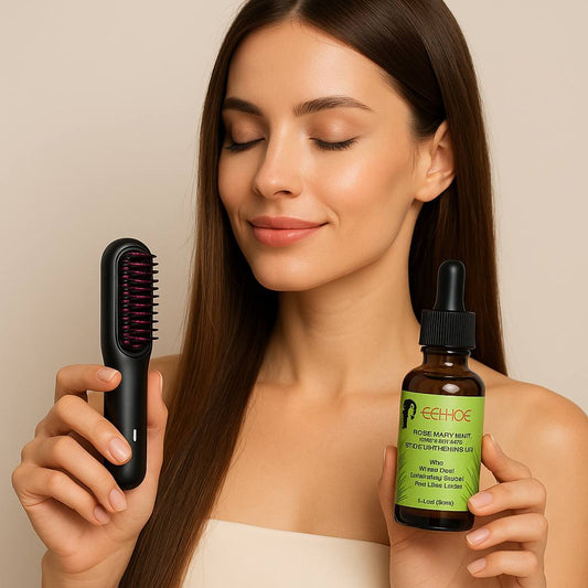Portable Wireless Hair Straightening Brush + FREE Rosemary Mint Hair Oil (Value 29$)