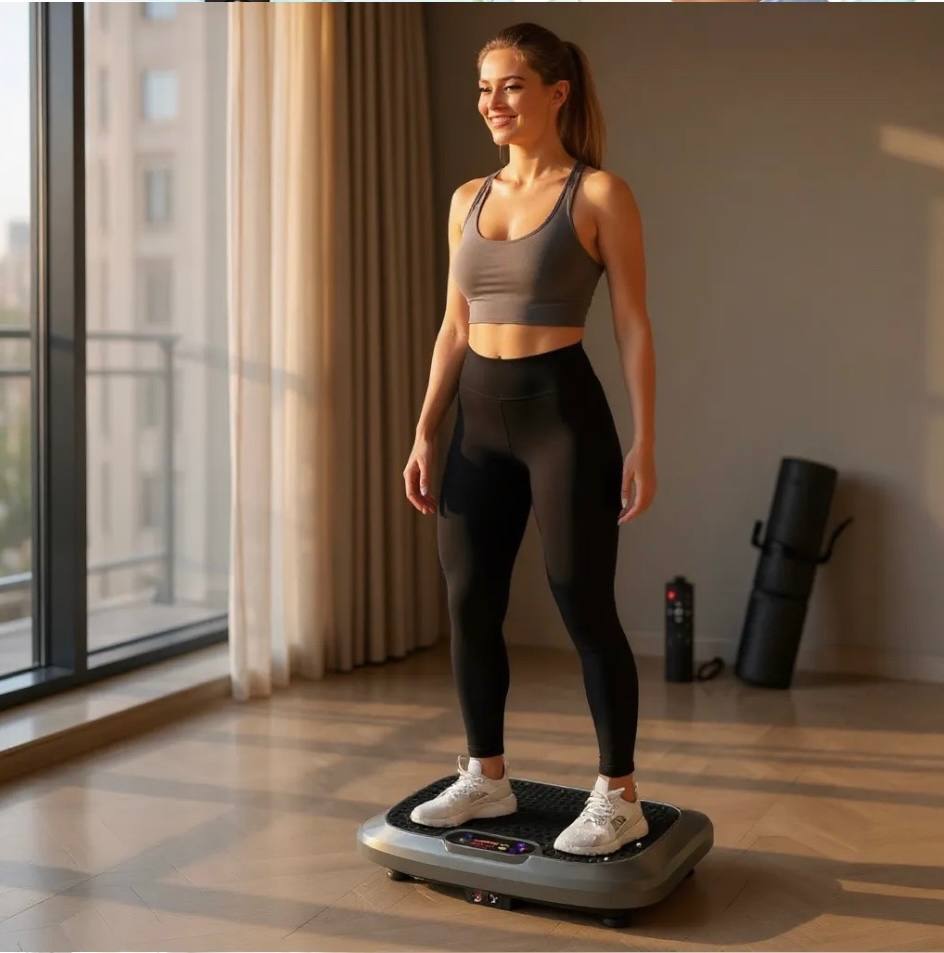 Vibration Plate Exercise Machine with Resistance Bands – Full Body Workout Platform for Weight Loss, Muscle Toning & Home Fitness