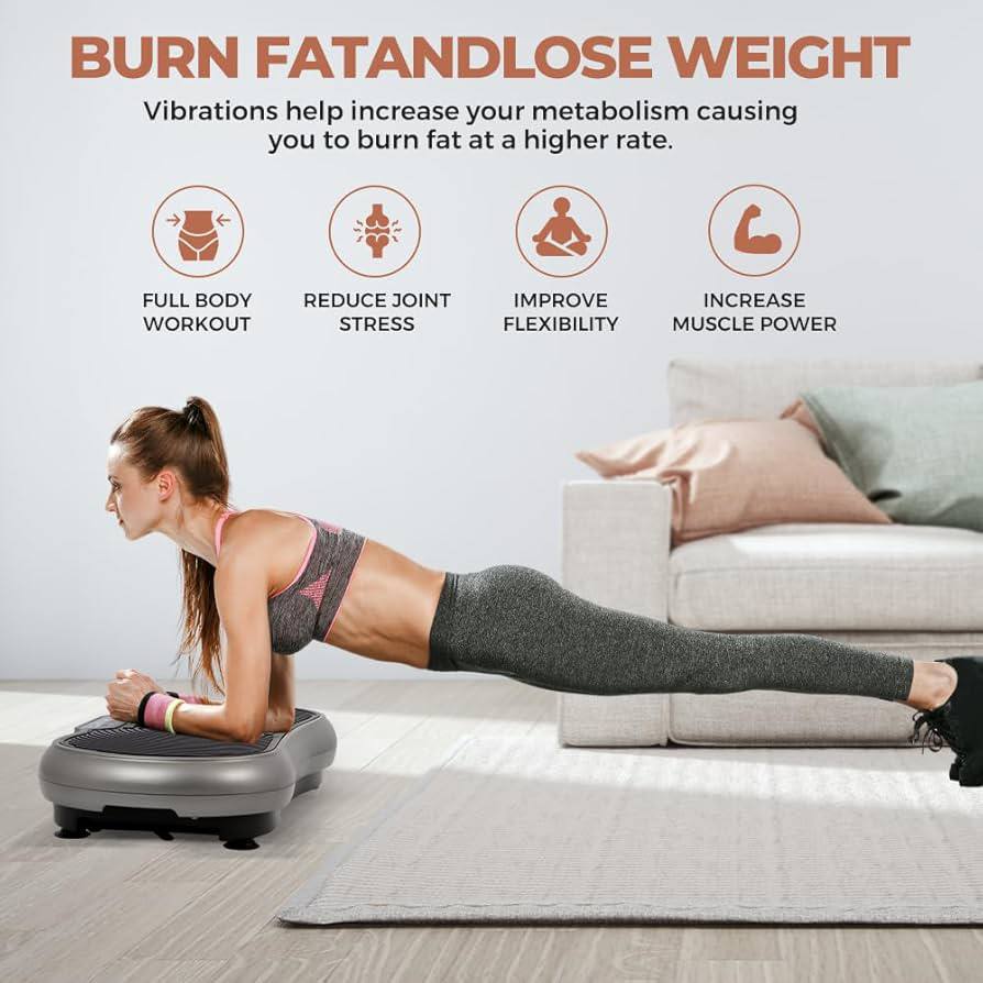 Vibration Plate Exercise Machine with Resistance Bands – Full Body Workout Platform for Weight Loss, Muscle Toning & Home Fitness